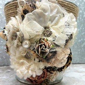 Decorated bucket full of beautiful mystery jewelry